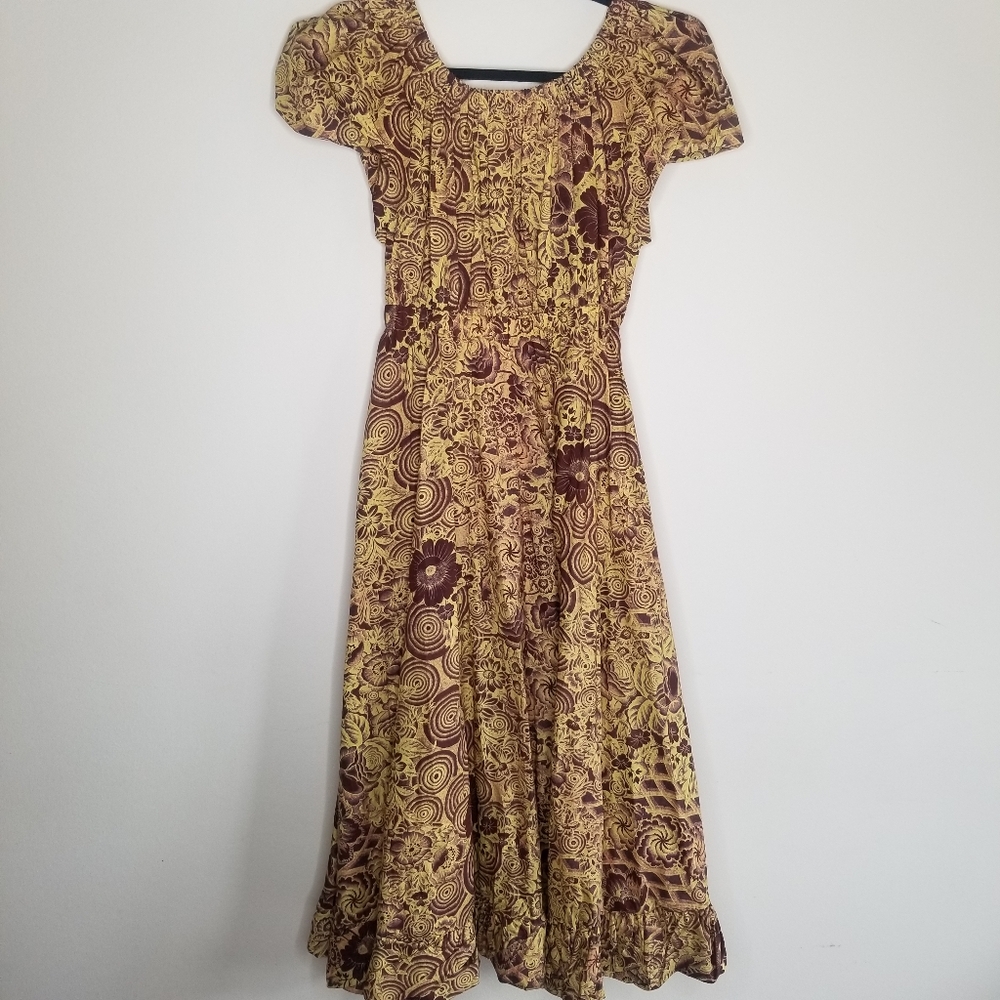 Ulla Johnson Printed Cotton Midi Dress Boho Prairie Romantic Artisan Smocked - Picture 8 of 14